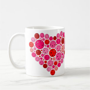 Mug Pickleball plein coeur rose et rouge amour