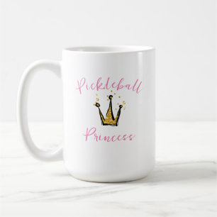 Mug Pickleball Princess Couronne dorée pailletée & Tex
