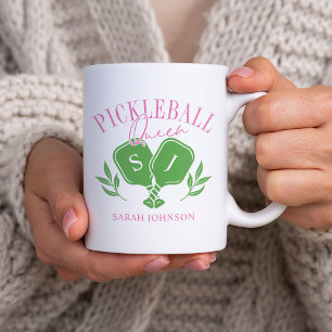 Mug Pickleball Queen Logo Monogramme Nom personnalisé
