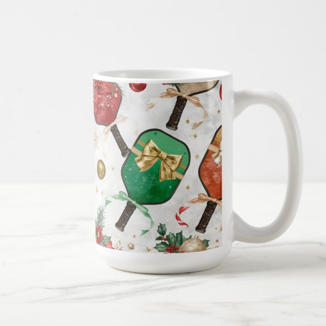 Mug Pickleball thème de Noël avec une raquette  (Droite)