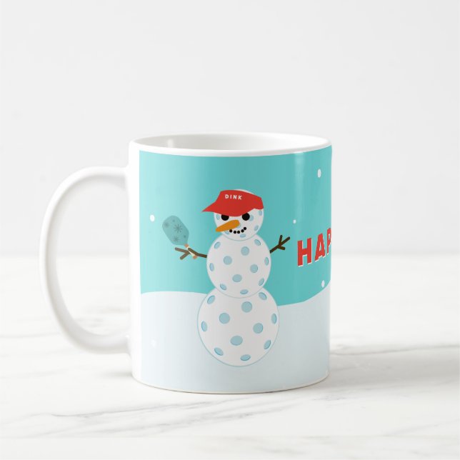 Mug Pickleball vacances Custom Humoristique Snowman Mu (Gauche)