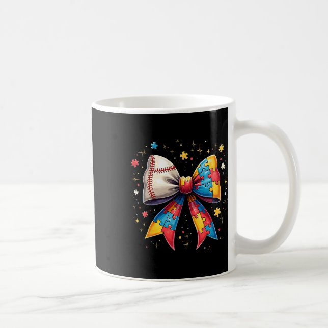 Mug Pièce de puzzle à ruban de baseball Autisme Rétro  (Droite)