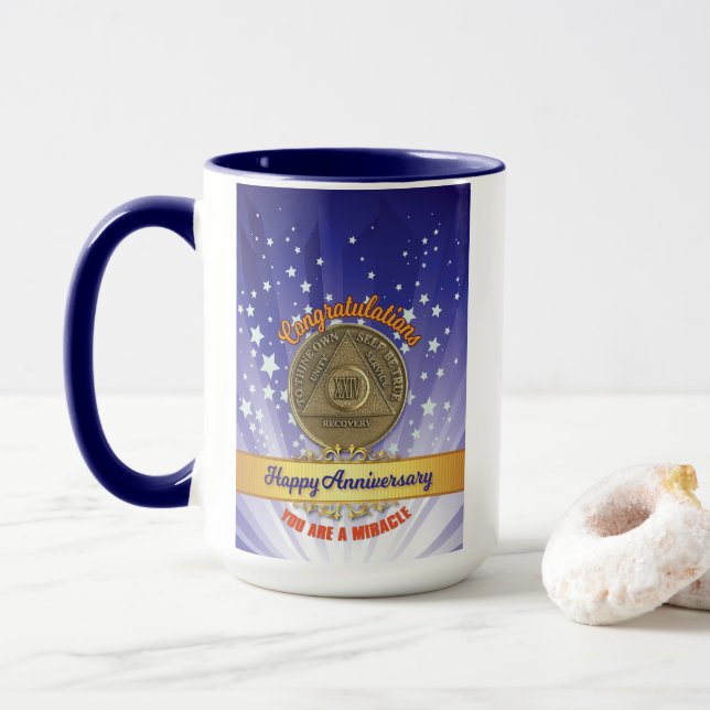 Mug Pièce de Récupération 24 Ans Anniversaire Vous Ête (Avec donut)