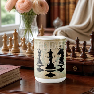 Mug Pièce d'échecs personnalisée vintage grunge Roi