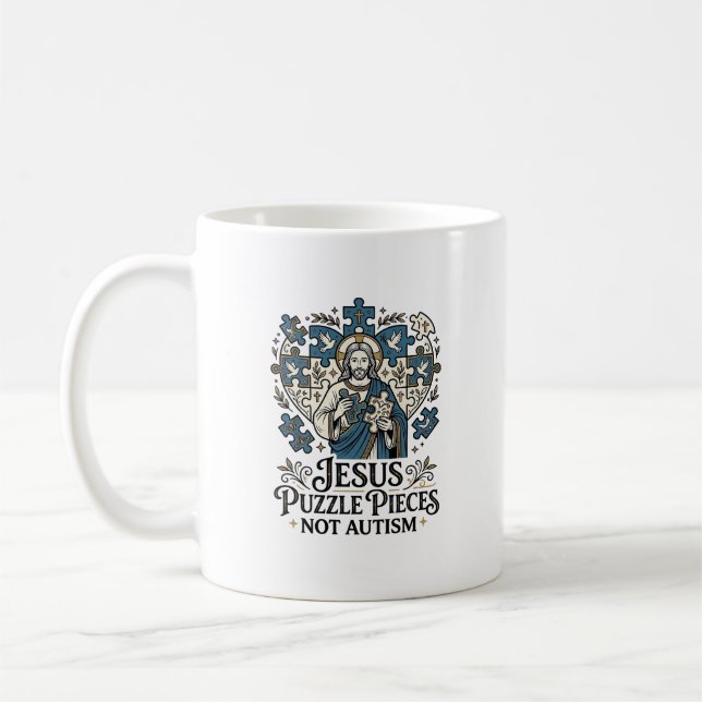 Mug Pièces de puzzle Jésus pas autisme Pièces de puzzl (Gauche)