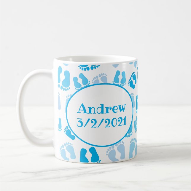 Mug Pieds de bébé garçon personnalisés (Gauche)