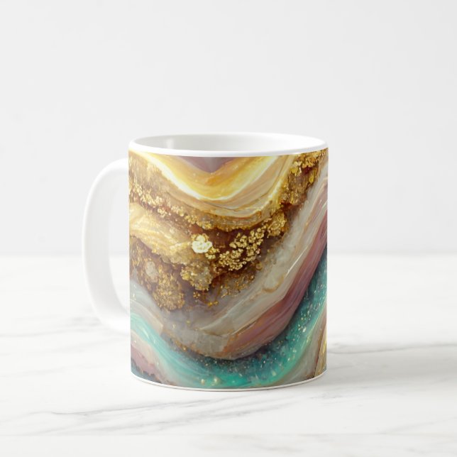 Mug Pierre de Géode Pastel rose Turquoise Agate (Devant gauche)