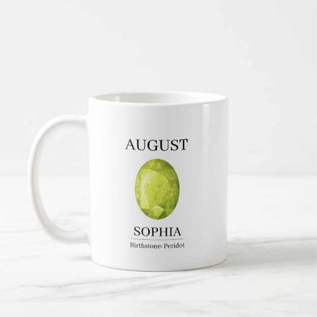 Mug Pierre de naissance d'août Nom d'anniversaire Péro (Gauche)