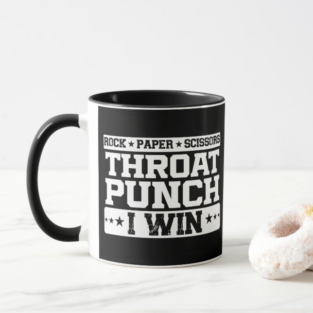Mug Pierre Feuille Ciseaux Coup de Poing à la Gorge Je (Avec donut)
