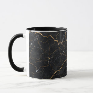 Mug Pierre noire avec veines or et argent