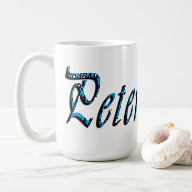 Mug "Pierre" Numéros Bleus Pierre Nom, (Avec donut)