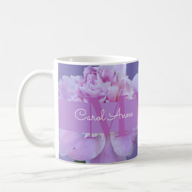 Mug Pierre rose violet Monogramme Floral (Gauche)