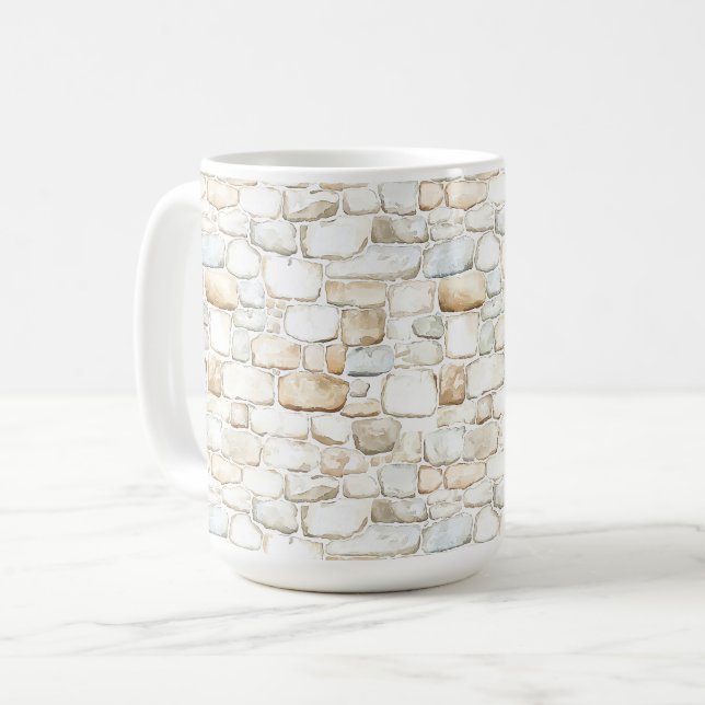 Mug Pierres Fausse Crème Blanche Grise   (Devant gauche)
