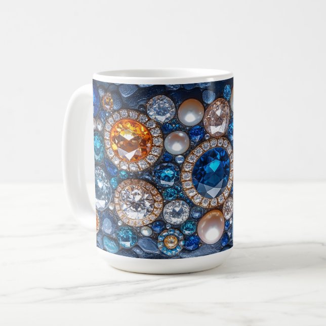 Mug Pierres précieuses Gems Diamants Saphirs Perles (Devant gauche)