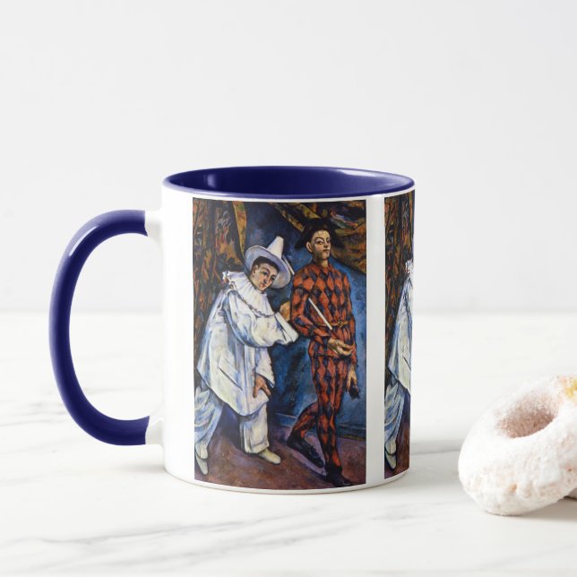 Mug Pierrot et Arlequin, Mardi Gras de Paul Cézanne (Avec donut)