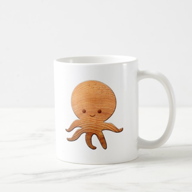 Mug Pieuvre En Carton Cute Avec Impression En Bois Fau (Droite)