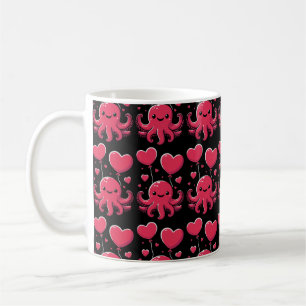 Mug Pieuvre mignonne aux ballons de coeur, Saint-Valen