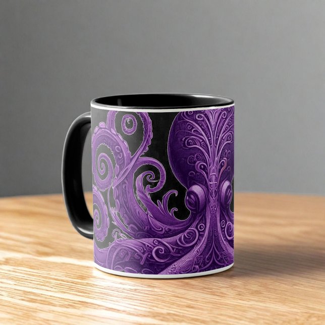 Mug Pieuvre violette Steampunk victorien Kraken  (Créateur téléchargé)