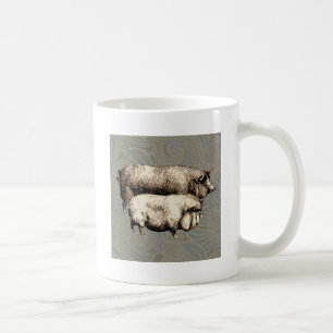 Mug Pig Farm Pays Antique Illustration Art