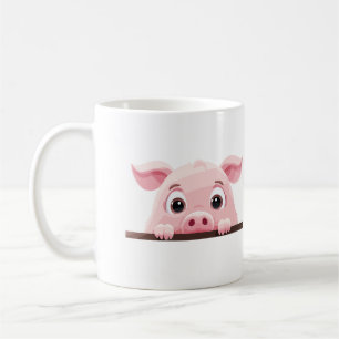 Mug Pig Peeking mignon adorable animal caricature art