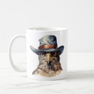 Mug pigeon drôle portant un casquette cowboy, aquarell