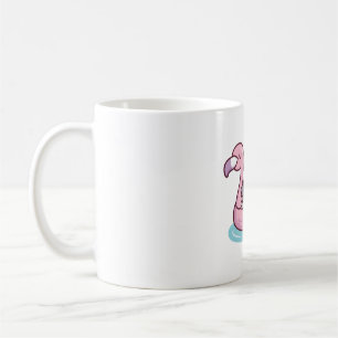 Mug Pigeon Mignon Se Détendant Sur Un Flotteur Flamant