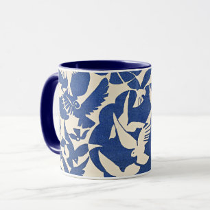 Mug Pigeons en blanc et bleu