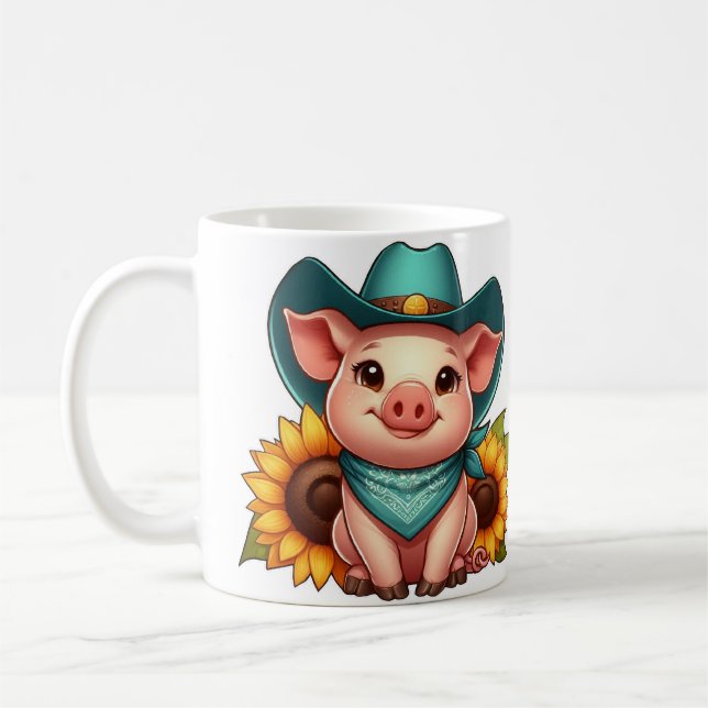 Mug Piglet portant un Casquette de cowboy avec des tou (Gauche)