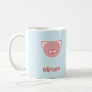 Mug Piglet rose monogramme en bleu