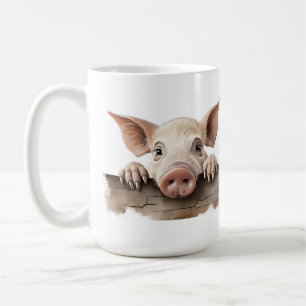 MUG PIGLETTE ADORABLE SURPLOMBANT LA BARRIÈRE