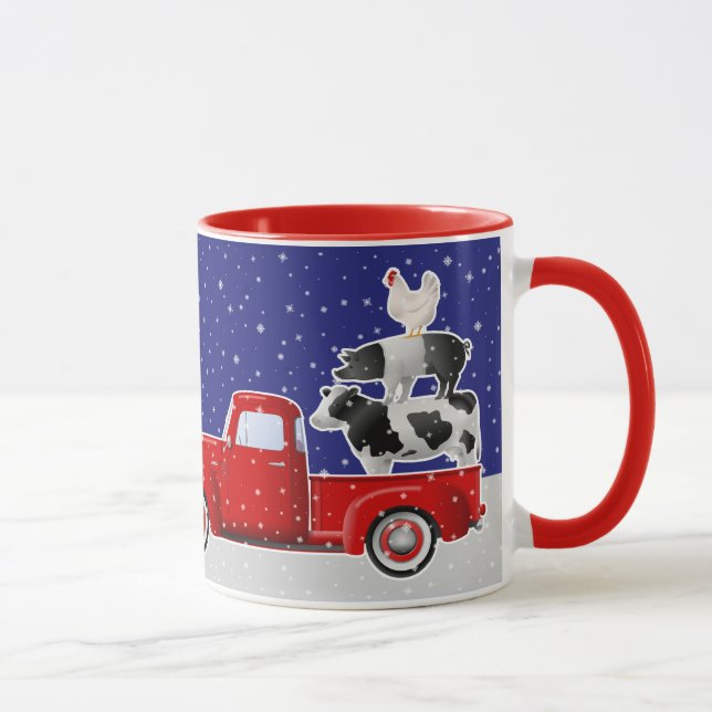 Mug Pile d'animaux de ferme dans Petit Camion Rouge (Droite)