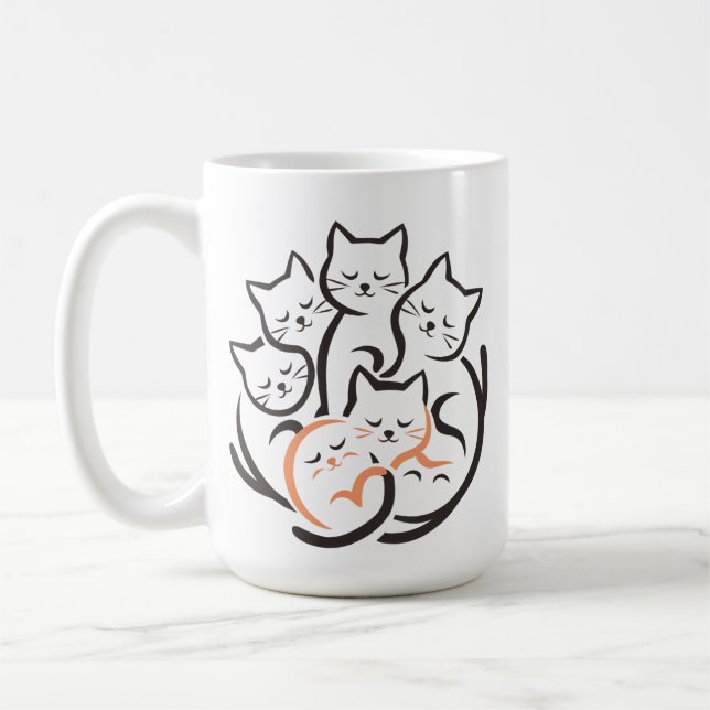 Mug Pile De Kitty Cats Drôle Mignonne Amoureux des cha (Gauche)