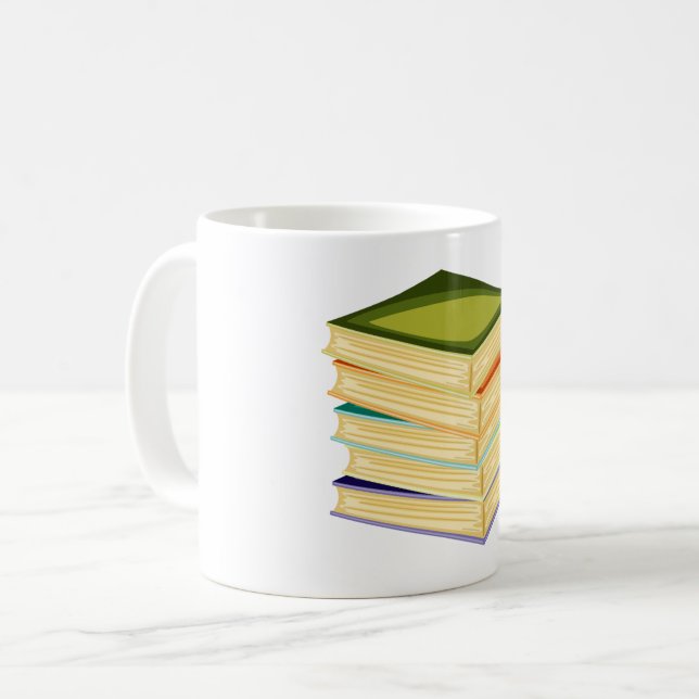 Mug Pile de livres Lover Art et lecture (Devant gauche)