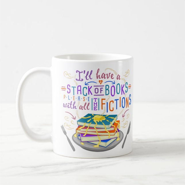 Mug Pile d'humour de lecteurs de livres avec des (Gauche)