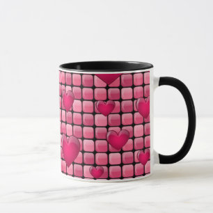 Mug Pile rose avec des coeurs