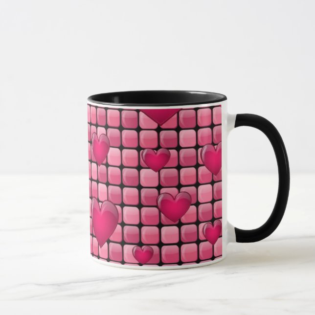 Mug Pile rose avec des coeurs (Droite)