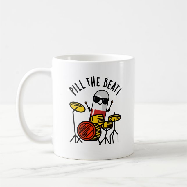 Mug Pill The Beat Funny Médecine Musique Pun (Gauche)