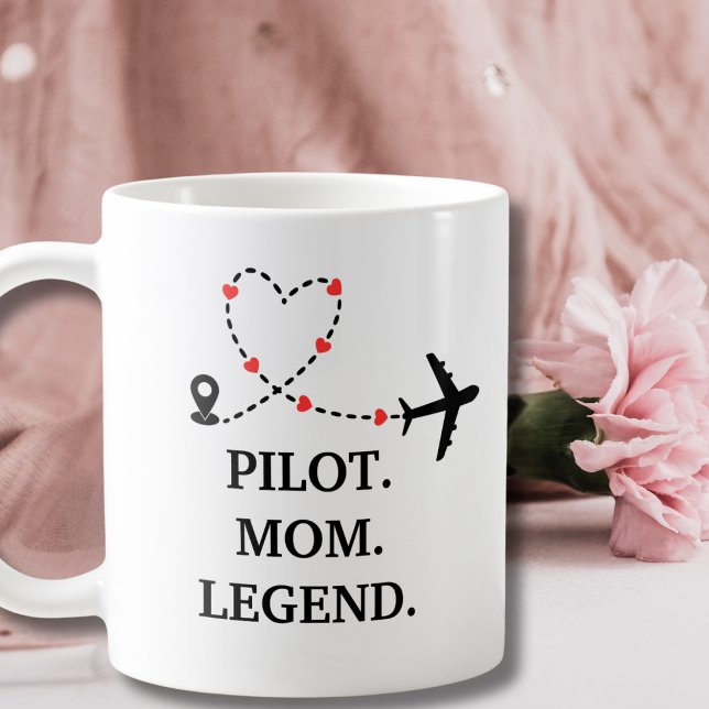 Mug Pilot Mom Legend Airplane and Heart Custom (Créateur téléchargé)