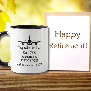 Mug Pilote à la retraite Avion Minimaliste Noir Person