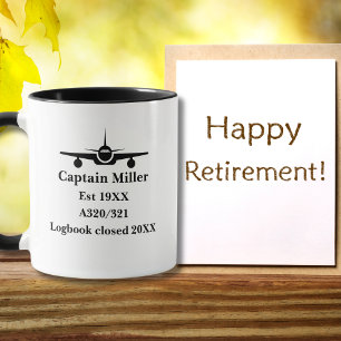 Mug Pilote à la retraite Avion Minimaliste Noir Person