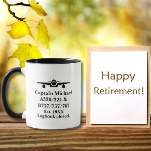 Mug Pilote à la retraite Avion Minimaliste Noir Person