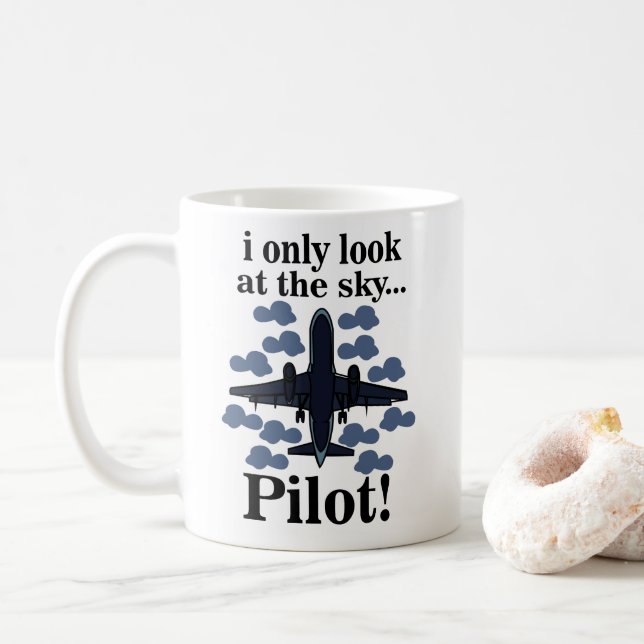 Mug Pilote Avion Je Ne Regarde Que Le Ciel Pilote (Avec donut)
