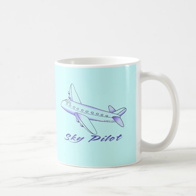 Mug Pilote de ciel d'avion bleu (Droite)