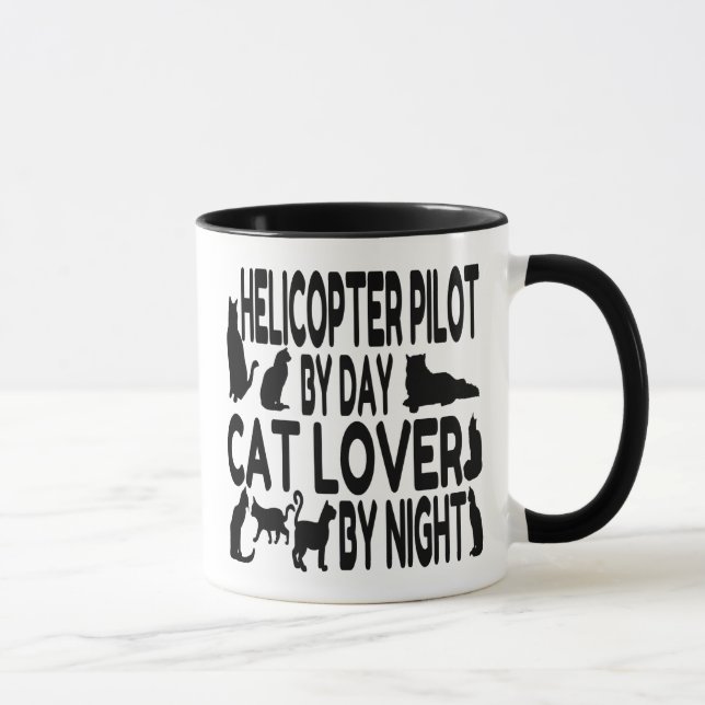 Mug Pilote d'hélicoptère Amoureux des chats (Droite)