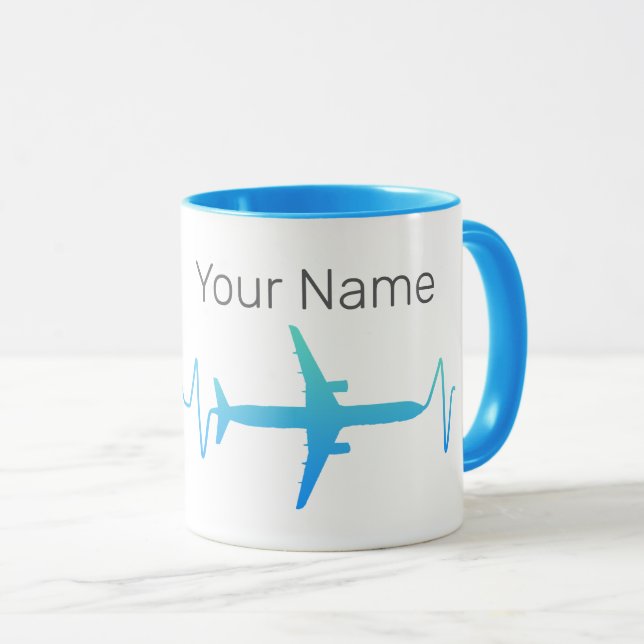 Mug Pilote rétro-rétro-battement d'avion fréquence Vin (Devant droit)