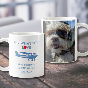 Mug Pilote, volez ce que vous aimez Photo Bleu Personn