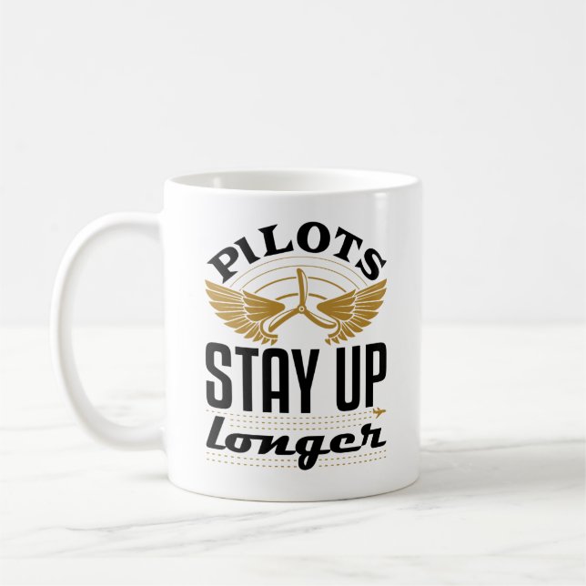 Mug Pilotes Restent Plus Longtemps Drôle Aviateur Avia (Gauche)