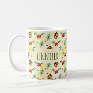 Mug Pine Cones et Motif de Noël Holly