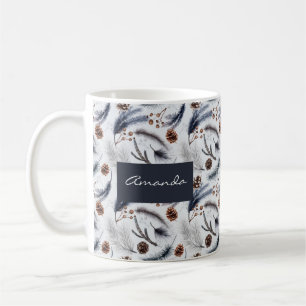 Mug Pine Cones & Pine Needles Aquarelles Motif
