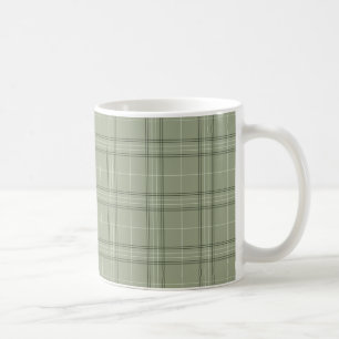 Mug Pine Deer Plaid - vert sauge cabincore tartan.